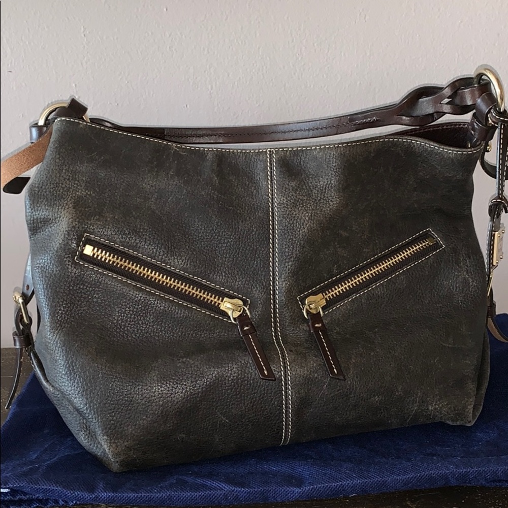 DOONEY AND BOURKE distressed brown leather satchel